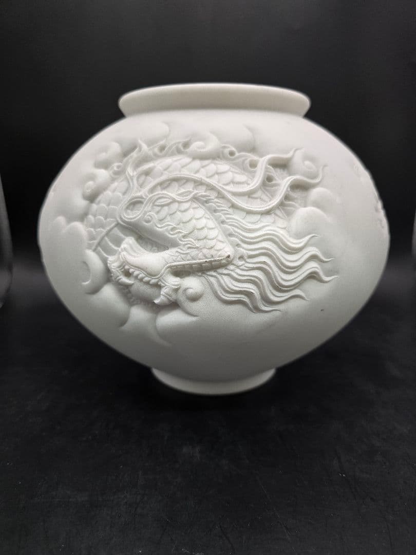 MT303 大理石？ 龍彫刻の壺 詳細不明 置物