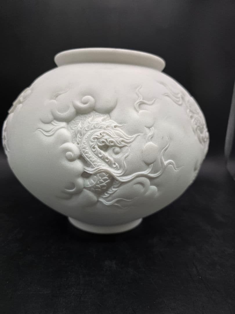 MT303 大理石？ 龍彫刻の壺 詳細不明 置物