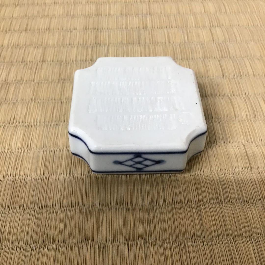 茶道具　香合　染付周茂叔香合　景雲作　共箱　S111KG