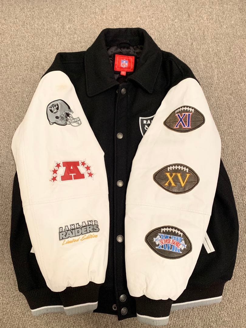 【激レア】NFL公式 Raiders スタジャン 本革×ウール XL レイダース