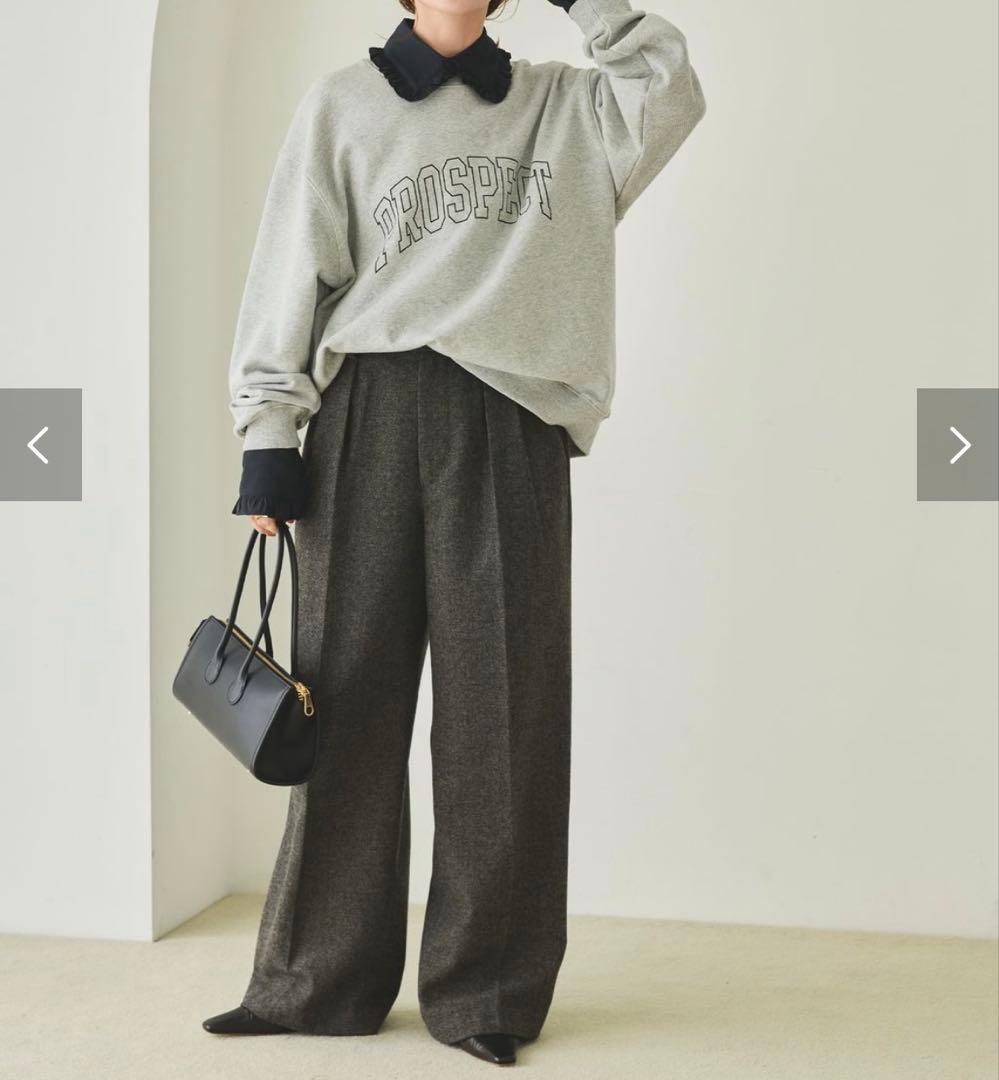 Spick & Span フリル襟 黒長袖シャツ