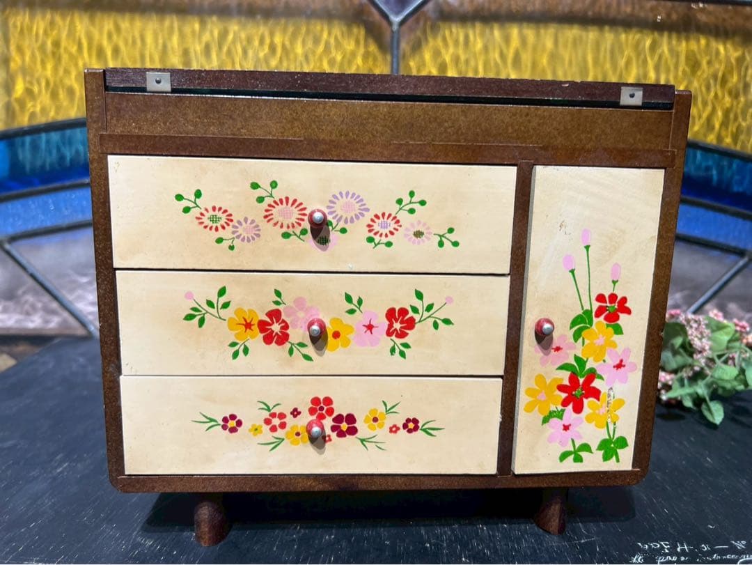 希少 花柄 小物入れ 昭和レトロ 当時物　　インテリア レトロポップ