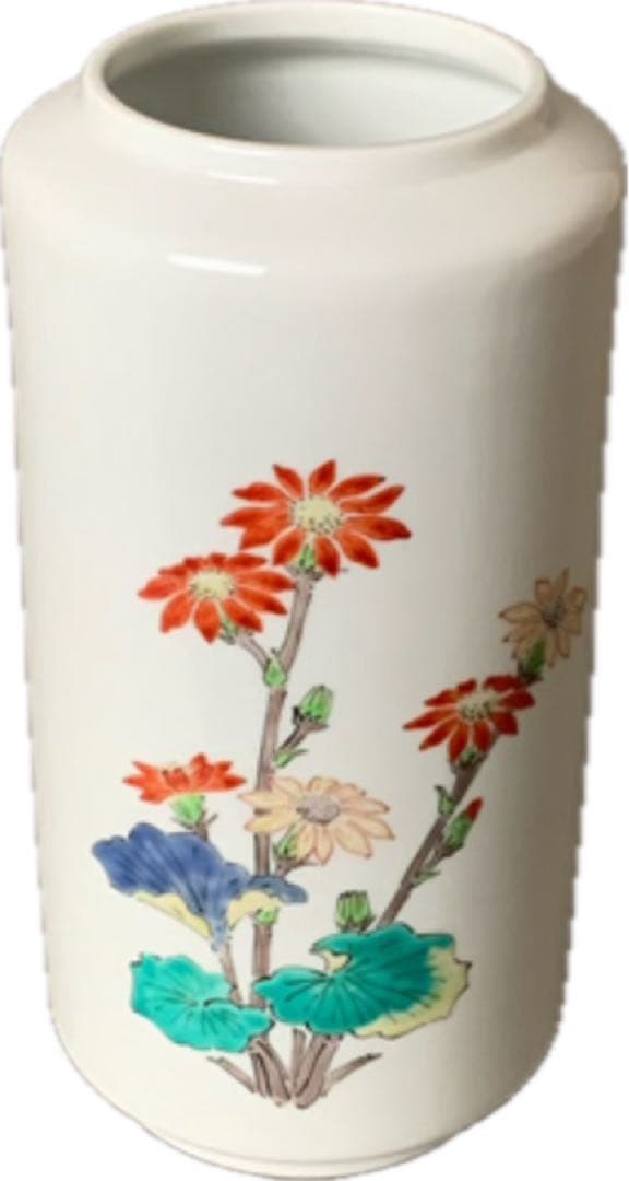 十四代 酒井田柿右衛門　濁手つわぶき文 共箱高さ約20.0cm　口部約10 cm
