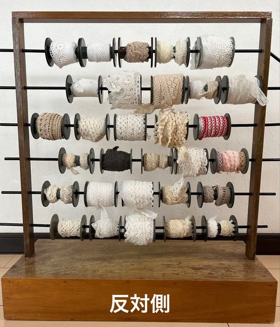 おぱぴん 【木製糸巻きラック】レース30個付き♪ウッドシェルフ