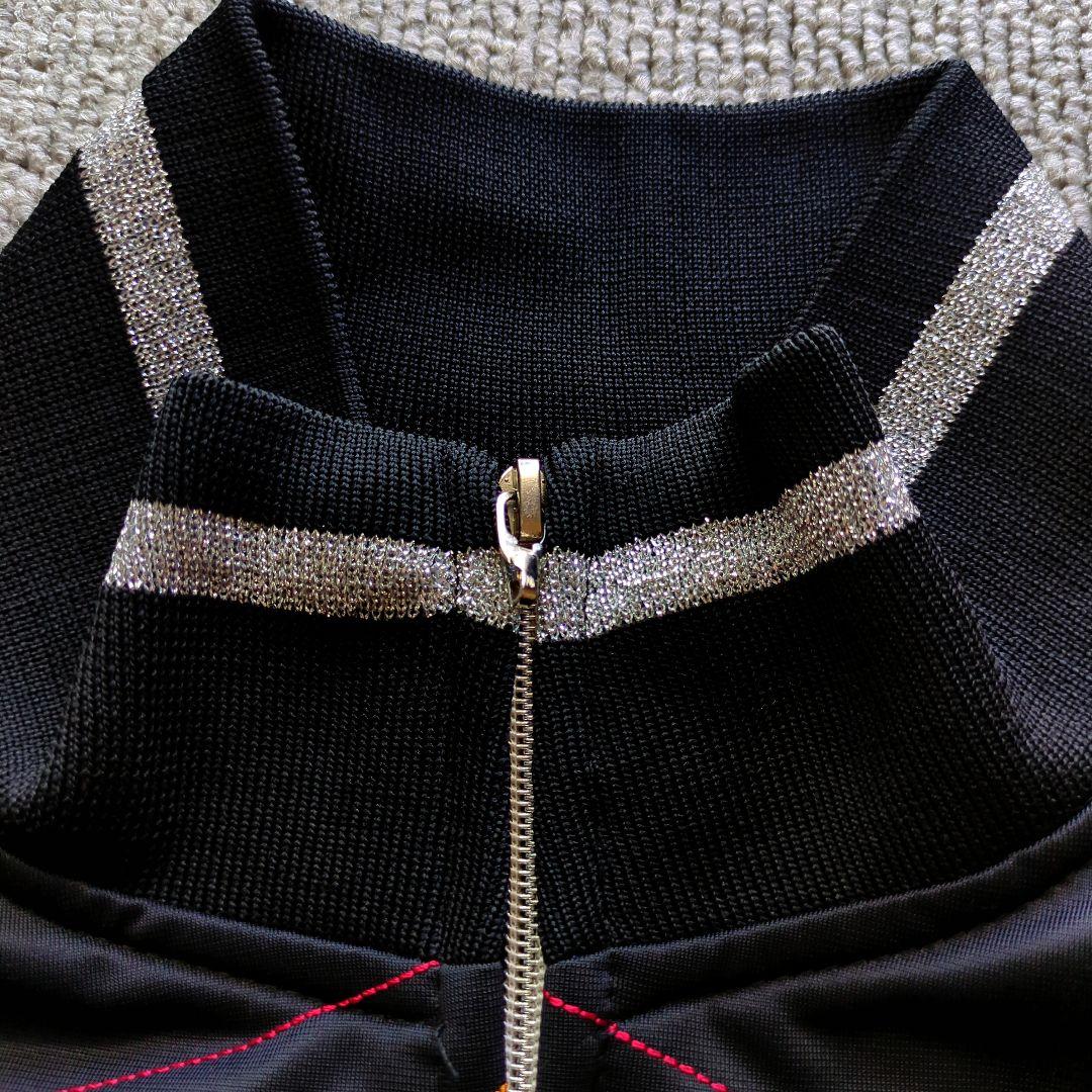 クージートラックジャケット立体両面刺繍ラメラインレインボーオーバーサイズ黒3XL