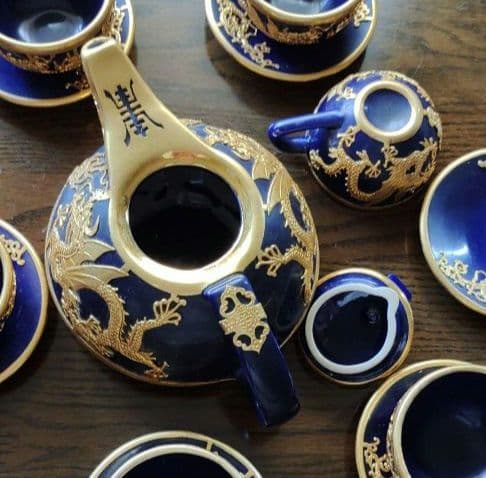 中国骨董唐物最高級品中国宮廷茶道具13点セット琉璃釉金絲象嵌龍乾隆帝愛用した物
