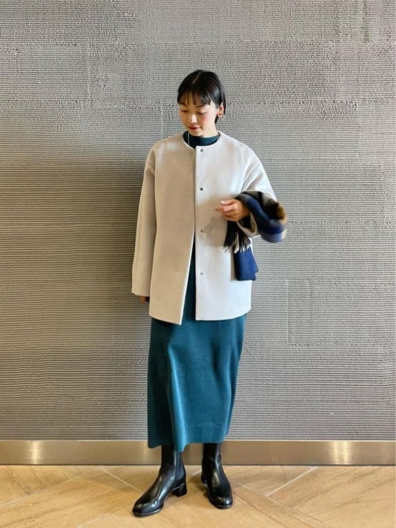 SENTDALE WOOL セントデールウール ノーカラー ミドル コート