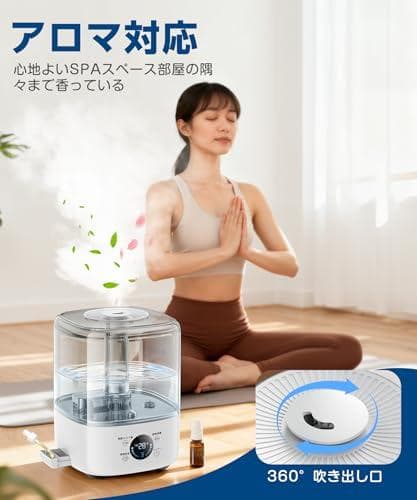 加湿器 ハイブリッド式 5L大容量【多重除菌·自動恒湿·360°回転吹_corg