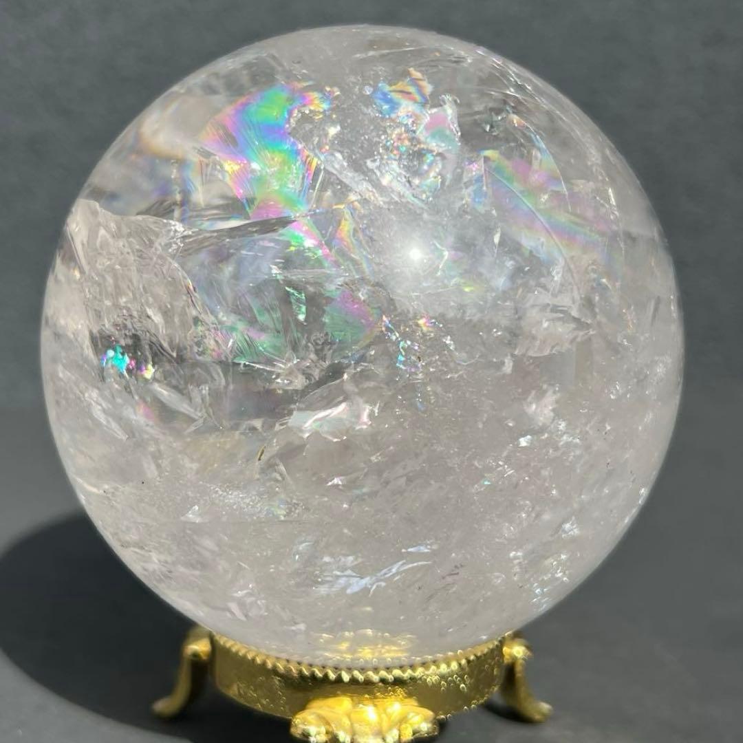✳️極品✨美煌なレインボーと透明度‼️ハイクオリティ✨レインボー 水晶 丸玉 天然石