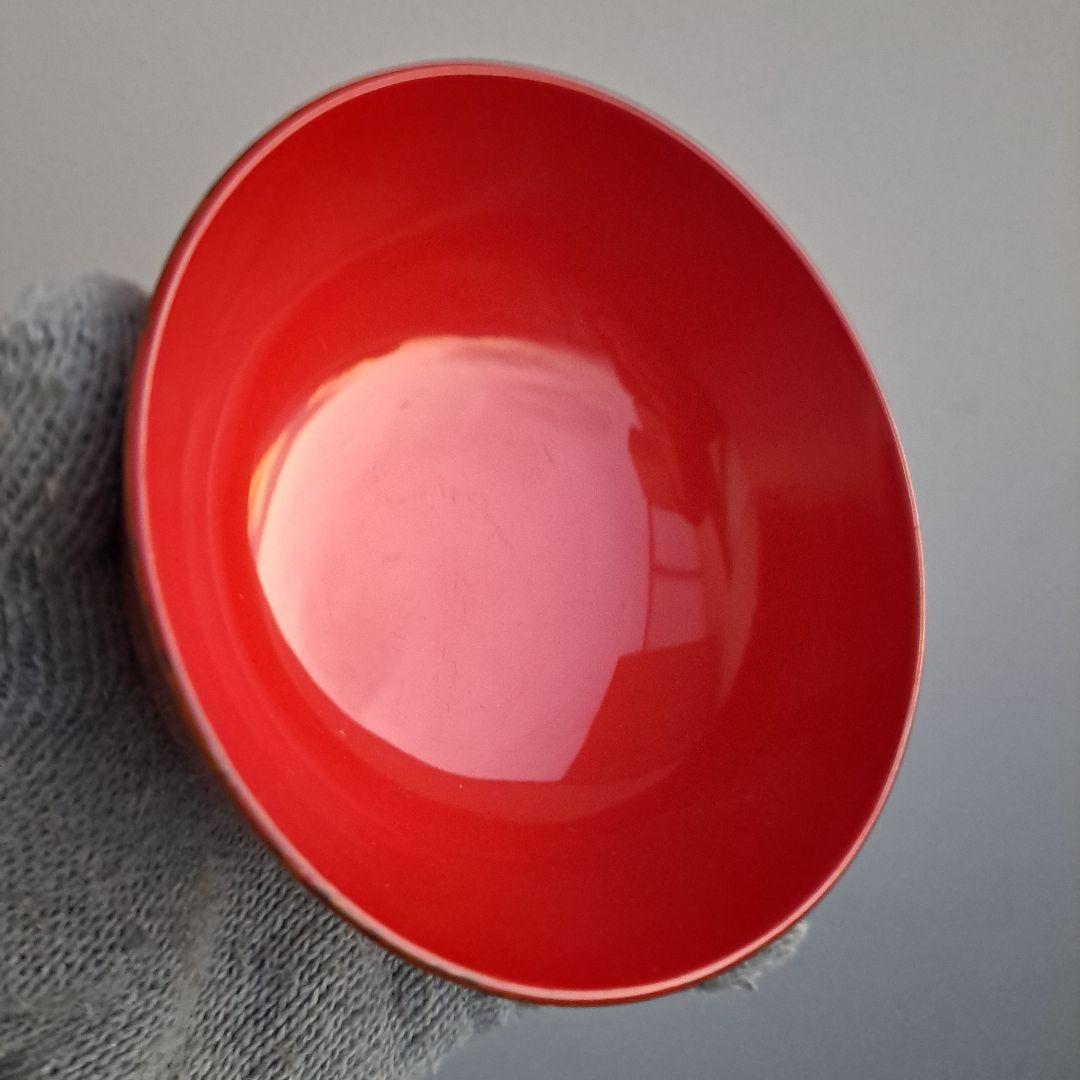 【津軽塗　唐塗　羽反型　汁椀×5客】天然木製　赤上　長期保管品