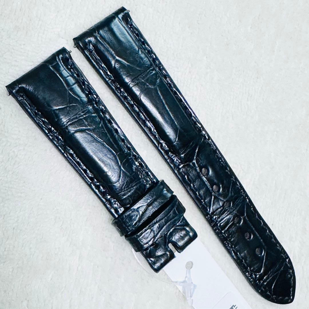 4203#22mm-18mmブラック★本物クロコダイルレザーベルト★スイス製