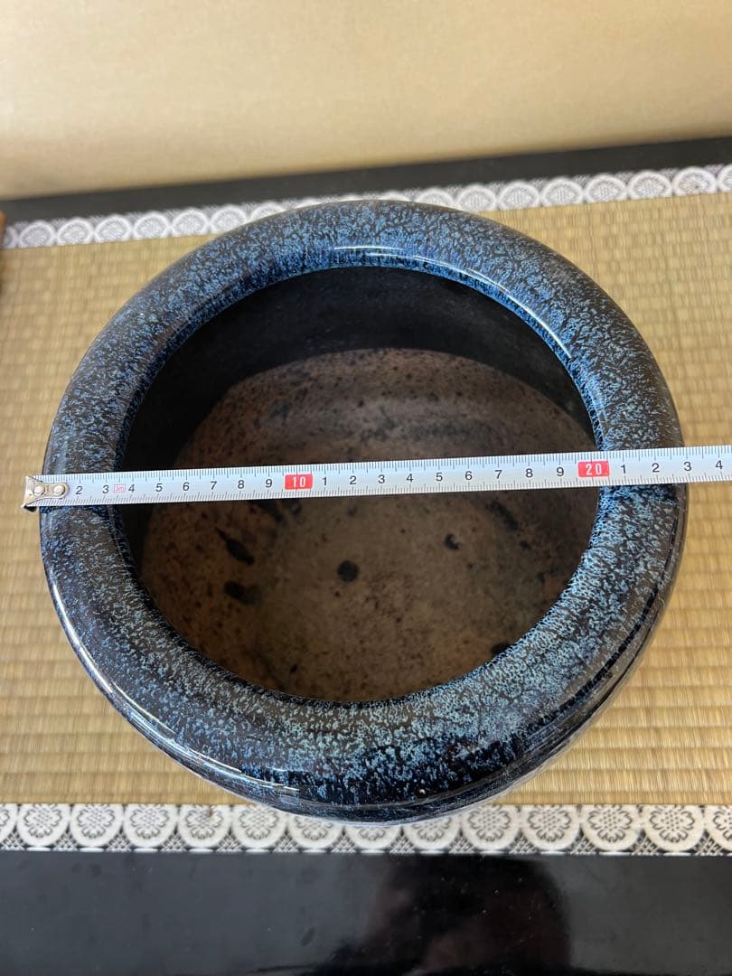 青色グラデーション 陶器 火鉢 なまこ