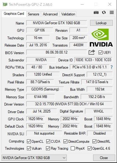 グラフィックボード・グラボ・ビデオカード Palit GeForce GTX 1060 6GB JetStream