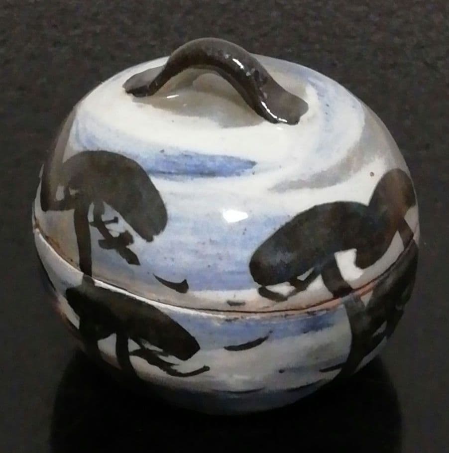白井半七作　京焼　松　香合　共箱　茶道具