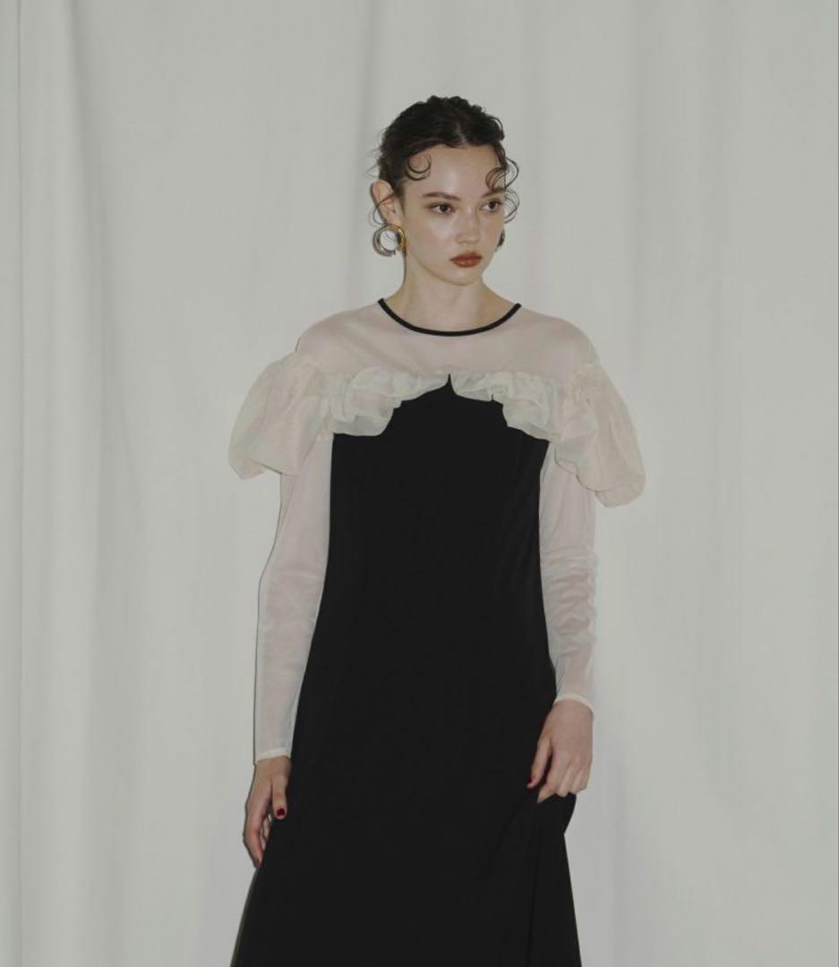 ANDRESD frills flare dress ドレス　ブラック