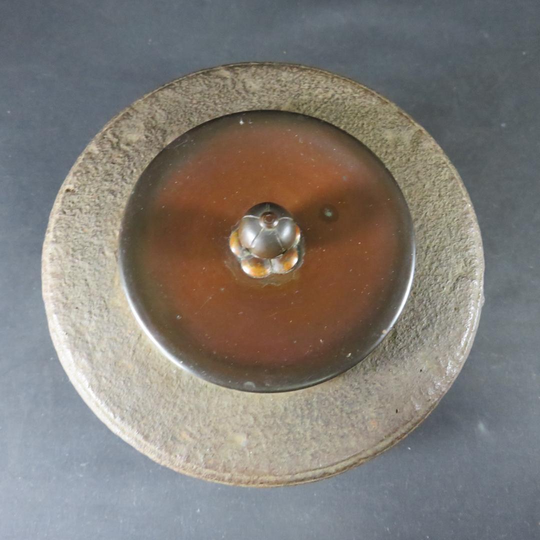 筒釜 茶釜 竹 梅 錆あり 合い箱 木箱 茶道具 茶器 銅