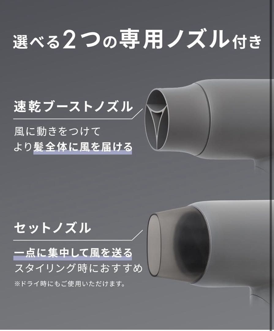 新品★ SALONIA スムースシャイン ドライヤー 大風量 速乾 軽量 グレー