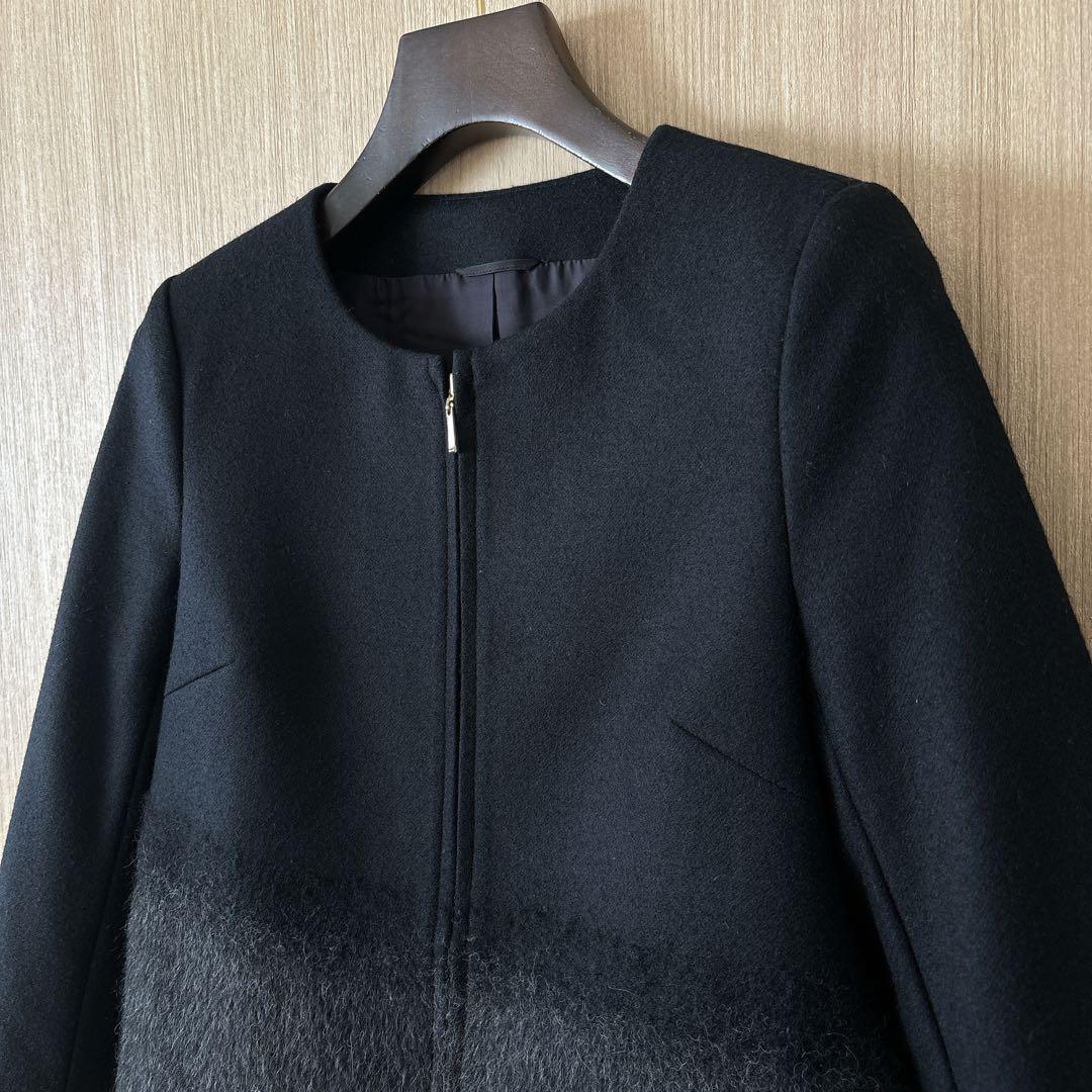 【1019】アナイ　アルパカシャギー切替ジャケット　黒　36　A