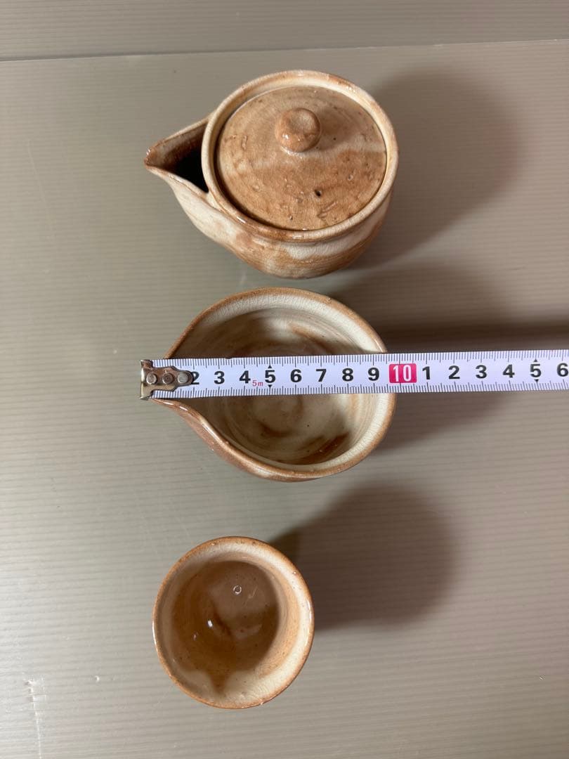 2865 萩焼　茶器セット　宝瓶1客　湯冷し1客　湯呑6客　未使用