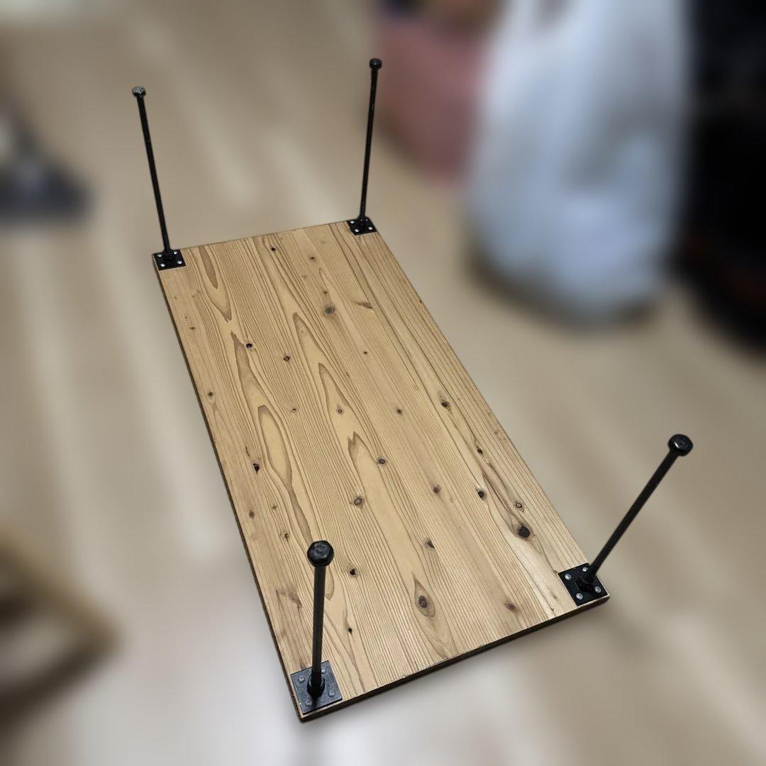 木製長方形テーブル スチール脚付き
