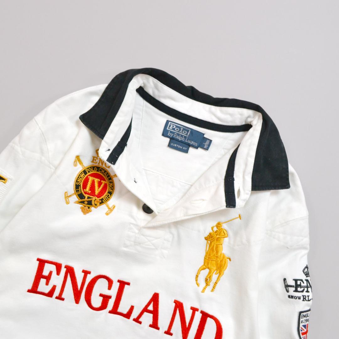 【極美品】Ralph Laurenラルフローレン ENGLANDラガーシャツL白