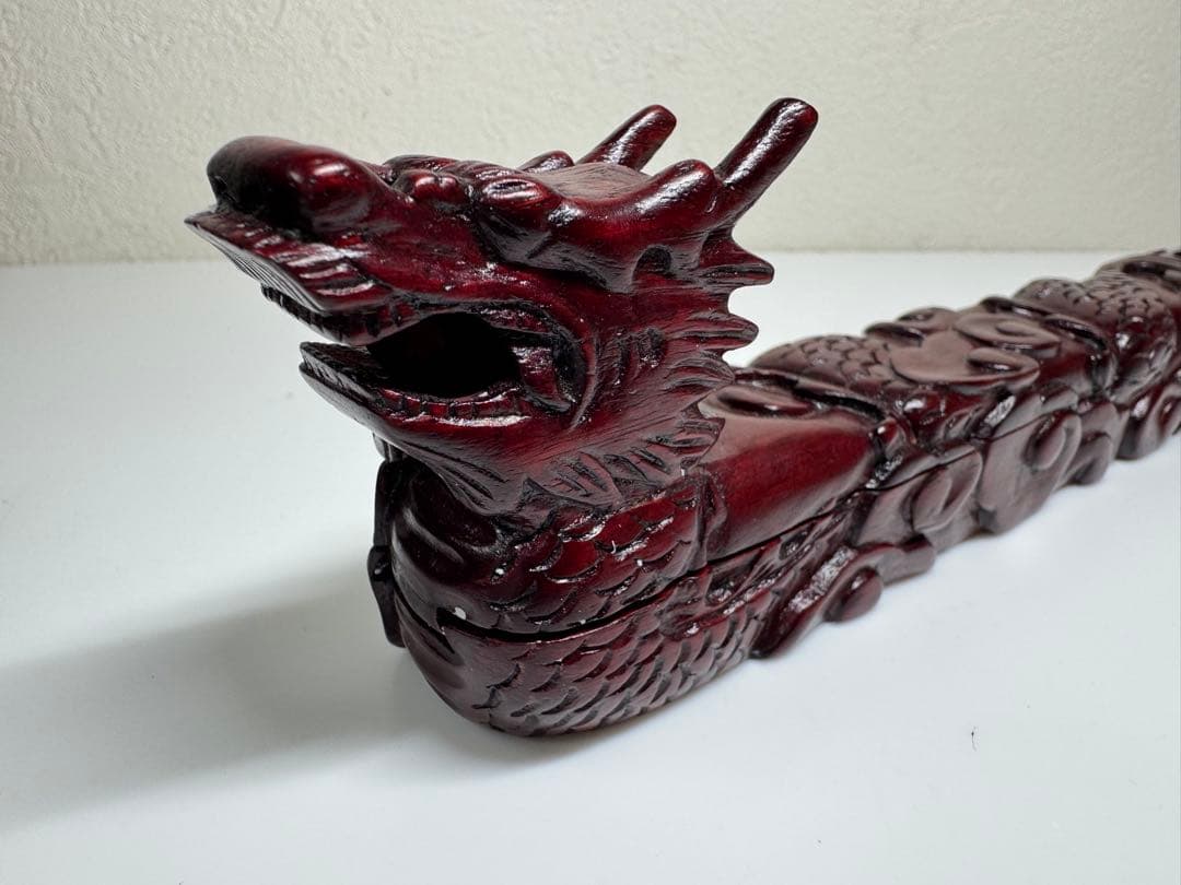 漆器 箸箱 喰籠 黒檀 龍 木彫 夫婦箸入れ 骨董 アンティーク