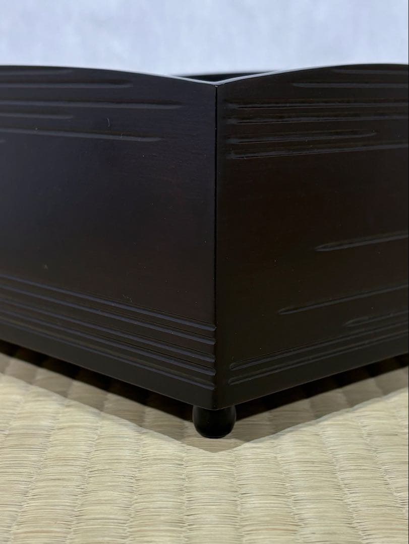 中谷秀斎造　如心斎好写　黒一閑粒足 煙草盆　美品　共箱　茶道具　送料込