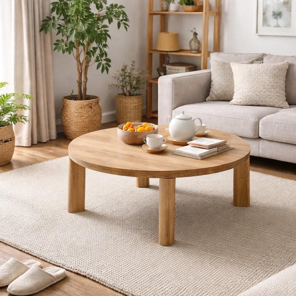 フォロー割【新品】円形こたつテーブル Moneモネ ＆ 布団 Lunaルナ