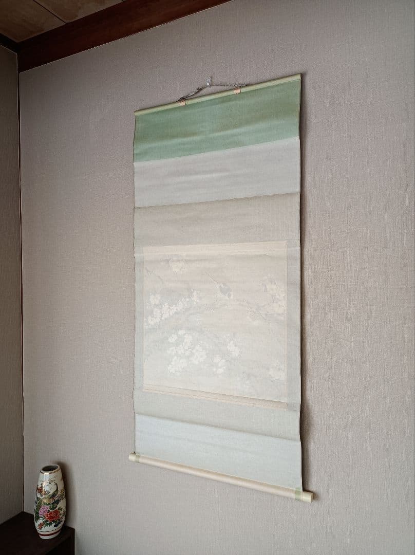 梅甫 軸 縁起 おもてなし 絵 桜 花鳥 茶 京都 中国 美術 インテリア