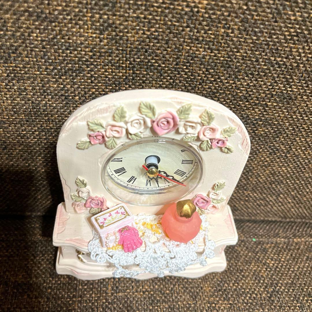 平成レトロ　トルソー型アクセサリースタンド　置き時計　ピンク　バレリーナ　香水