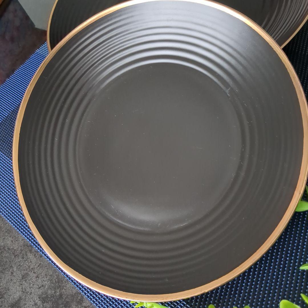 北欧食器　金彩ブラック食器セット　パスタ皿