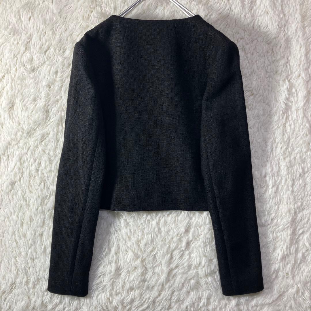 極美品 THEORY セオリー クロップドジャケット ツイード ノーカラー S