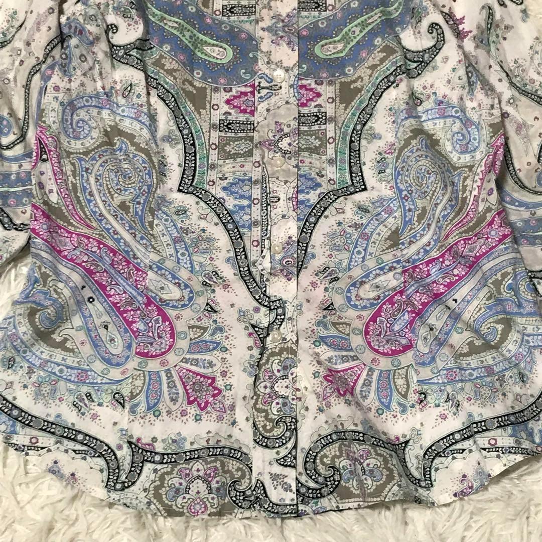 ETRO エトロ 44 ペイズリー シャツ 水色 ピンク 長袖 ボタニカル