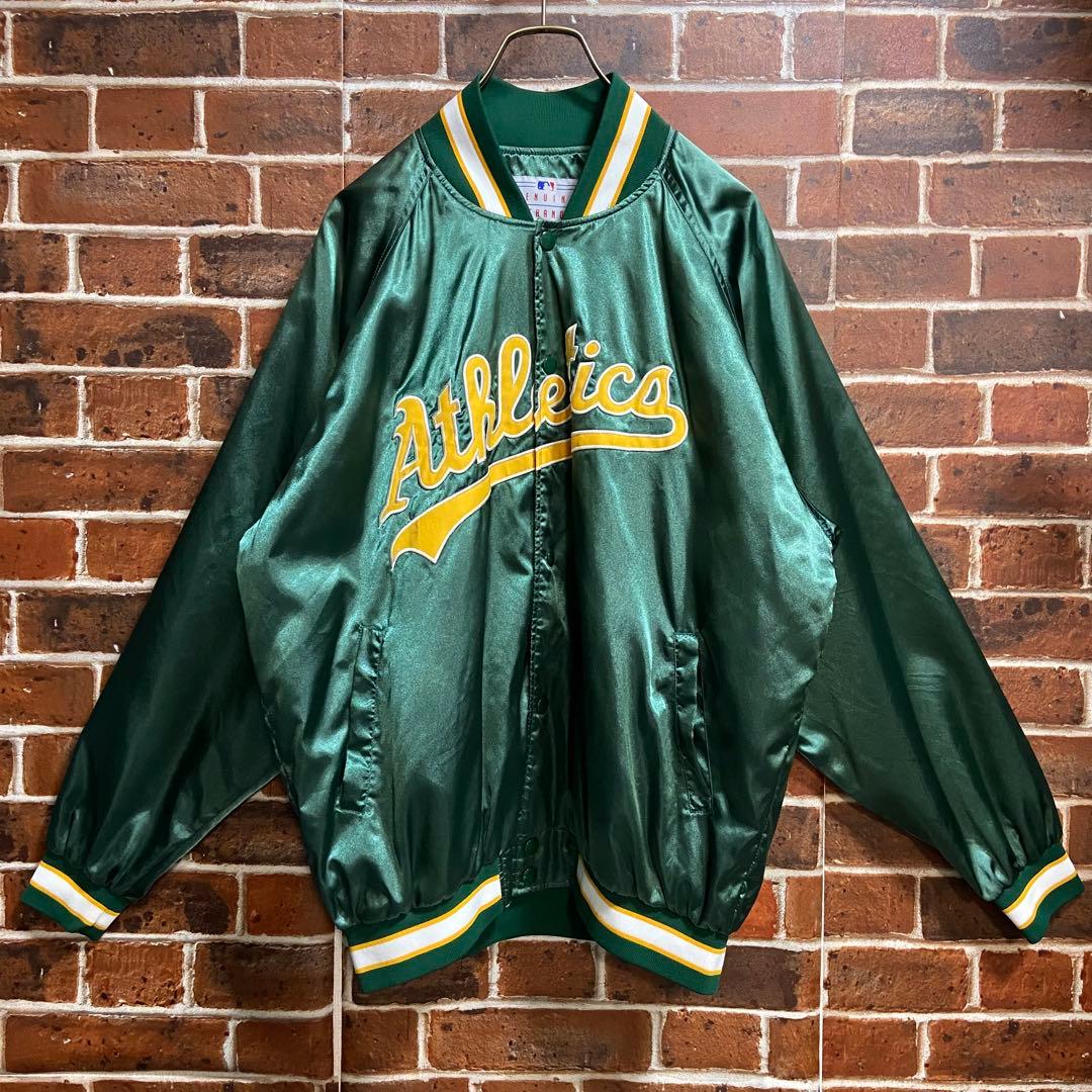 90s アスレチックス MLB スタジャン ナイロンジャケット メジャー 古着