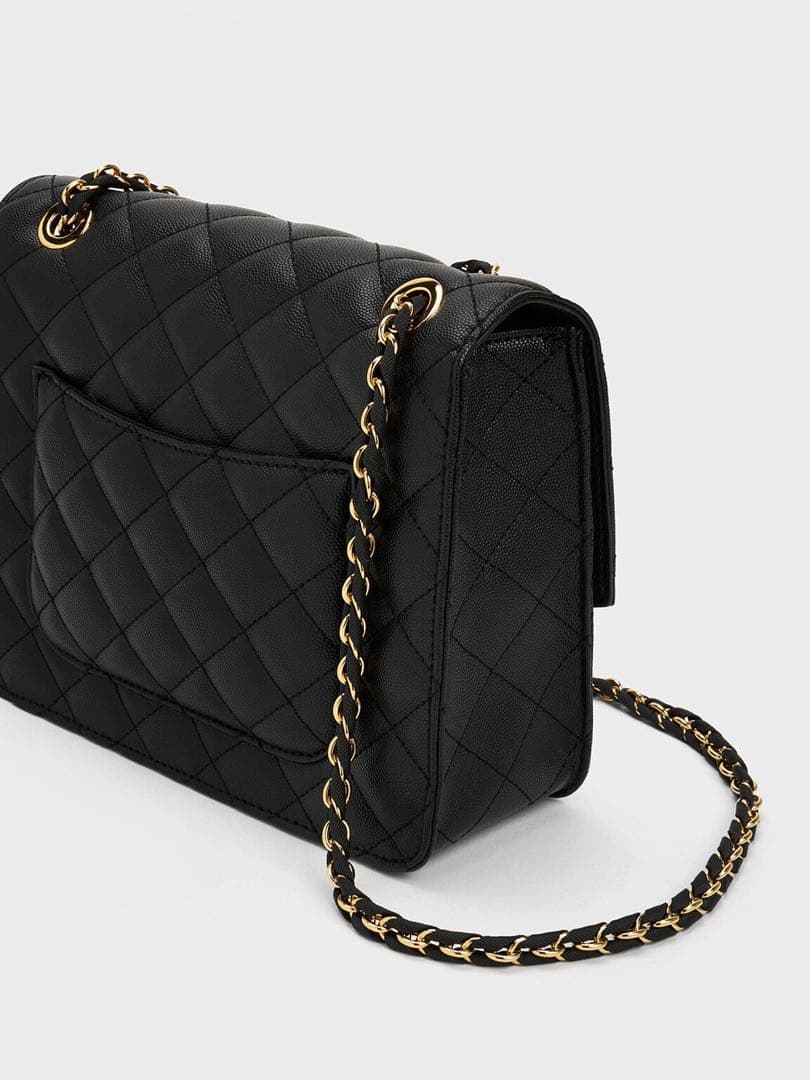 【一度使用】CHARLES & KEITH キルティングチェーンショルダーバッグ