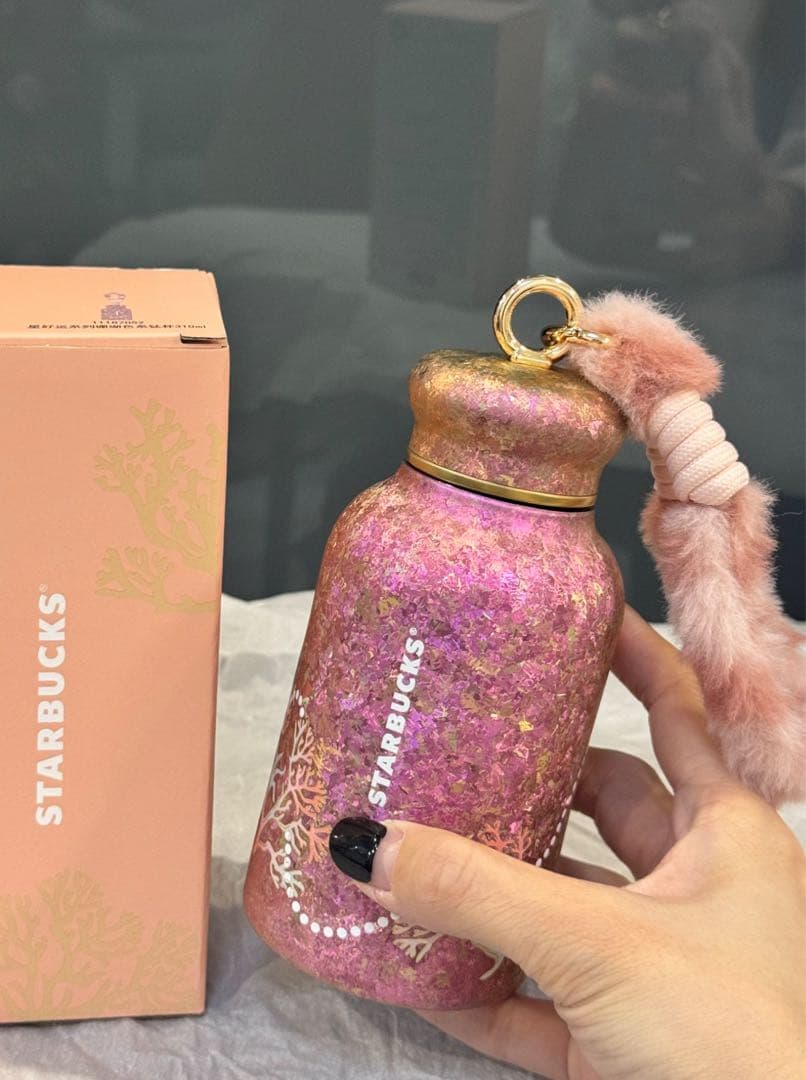 海外限定 Starbucks ステンレスボトル チャーム付き ピンク