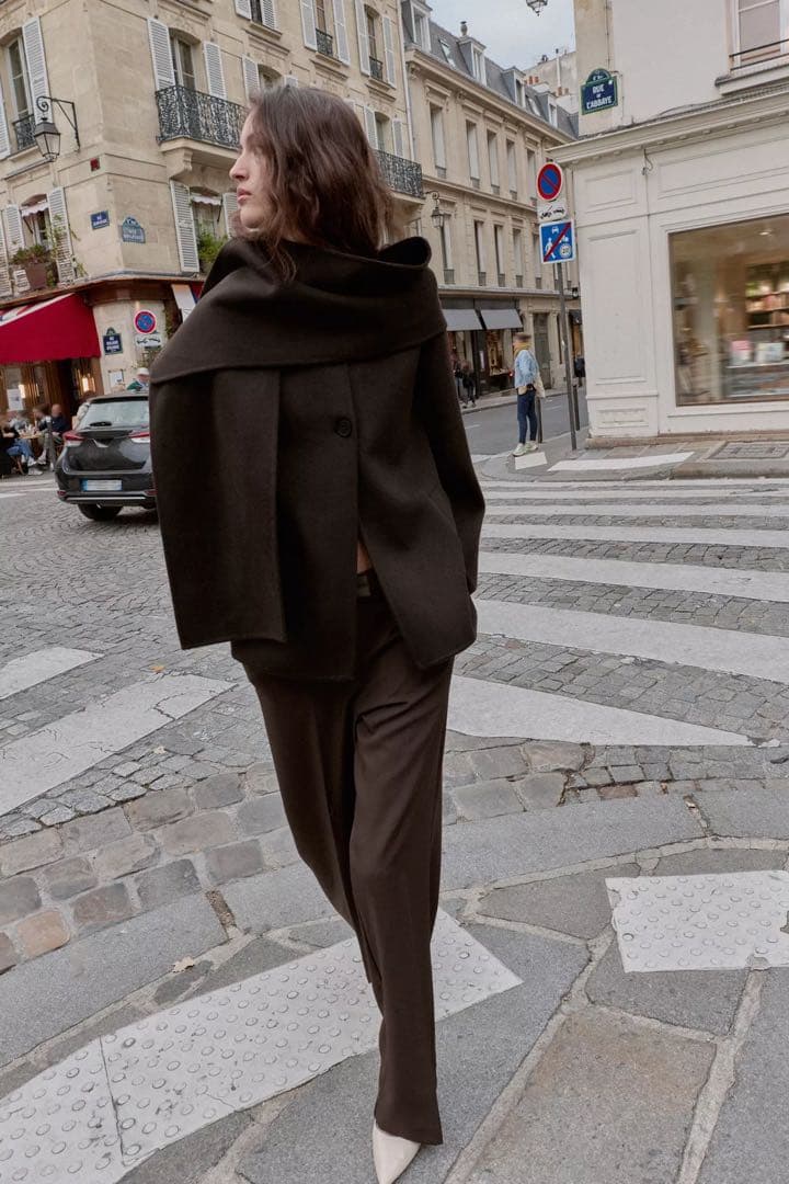 新品タグ付⭐︎ZARA ザラ ウール ショートスカーフコート ブラウン