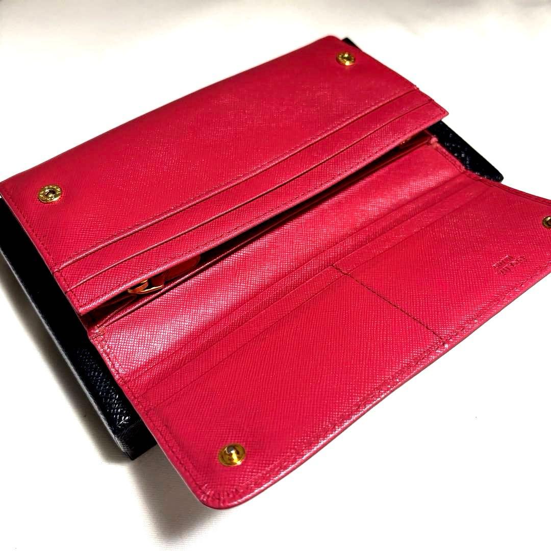 ✨極美品✨PRADA プラダ◆赤レッド◆サフィアーノレザー◆長財布◆ゴールドロゴ