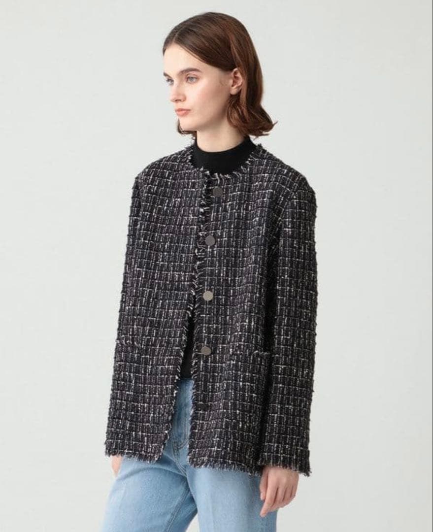 theory luxe 25SS 完売 ノーカラー ツイードジャケット
