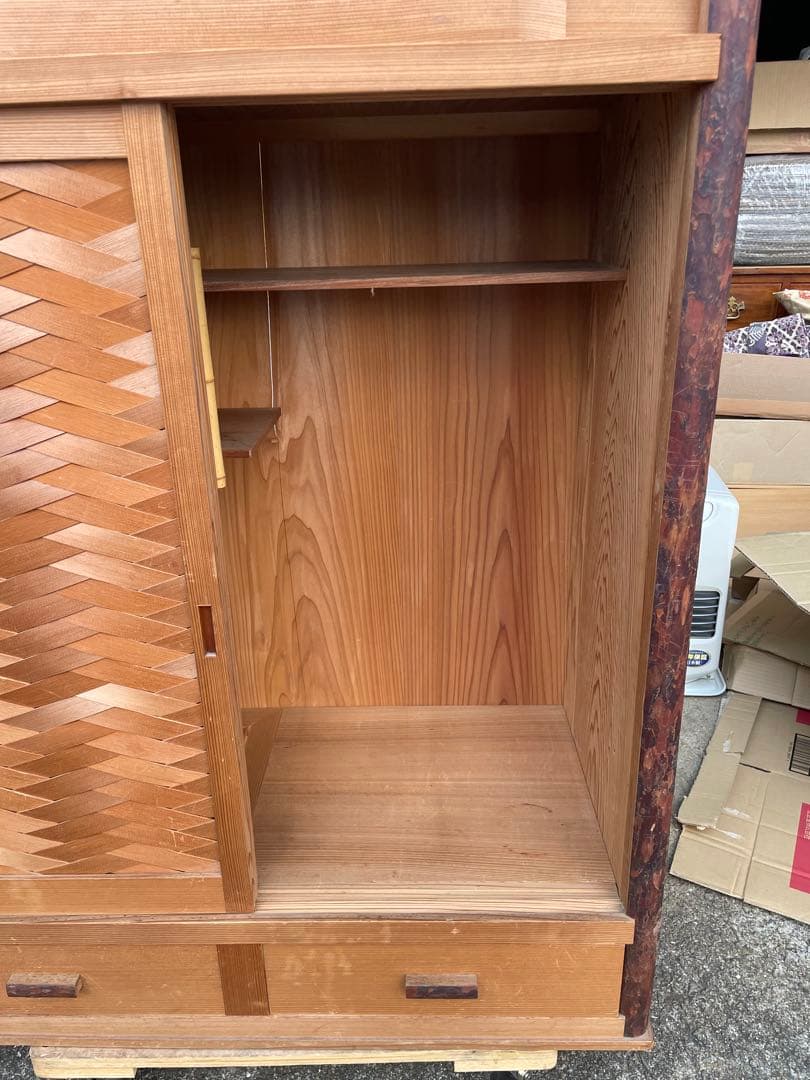 伝統工芸 茶道具　置水屋　水屋箪笥　網代引戸　茶箪笥