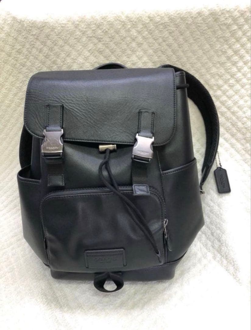 COACH ブラック レザー バックパック