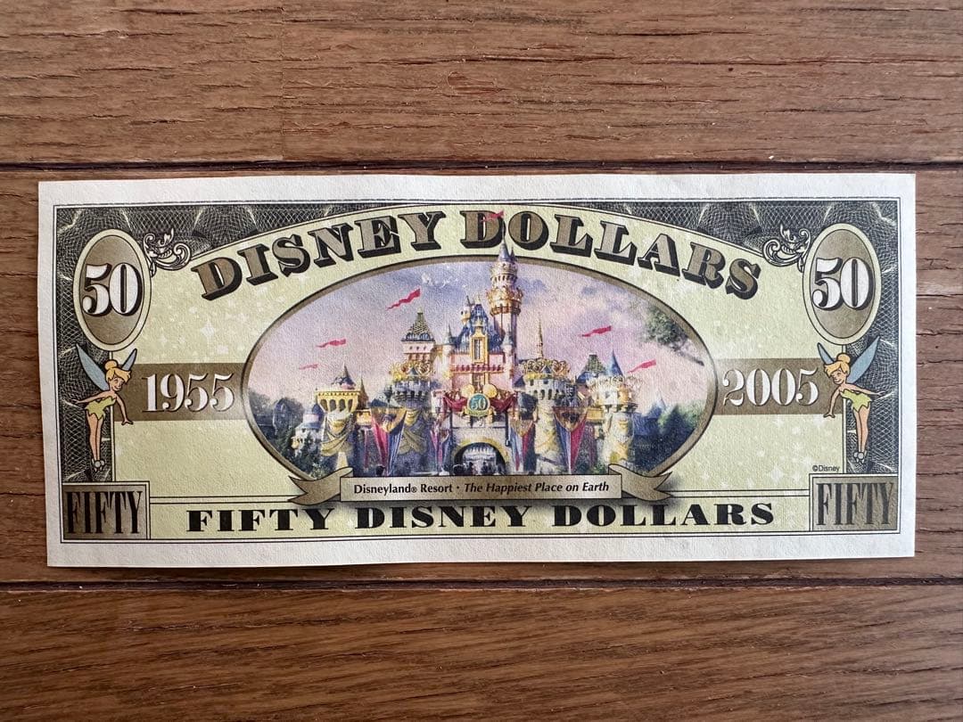 ディズニーダラー　カリフォルニア50周年記念紙幣4枚セット　5ドル札×2枚