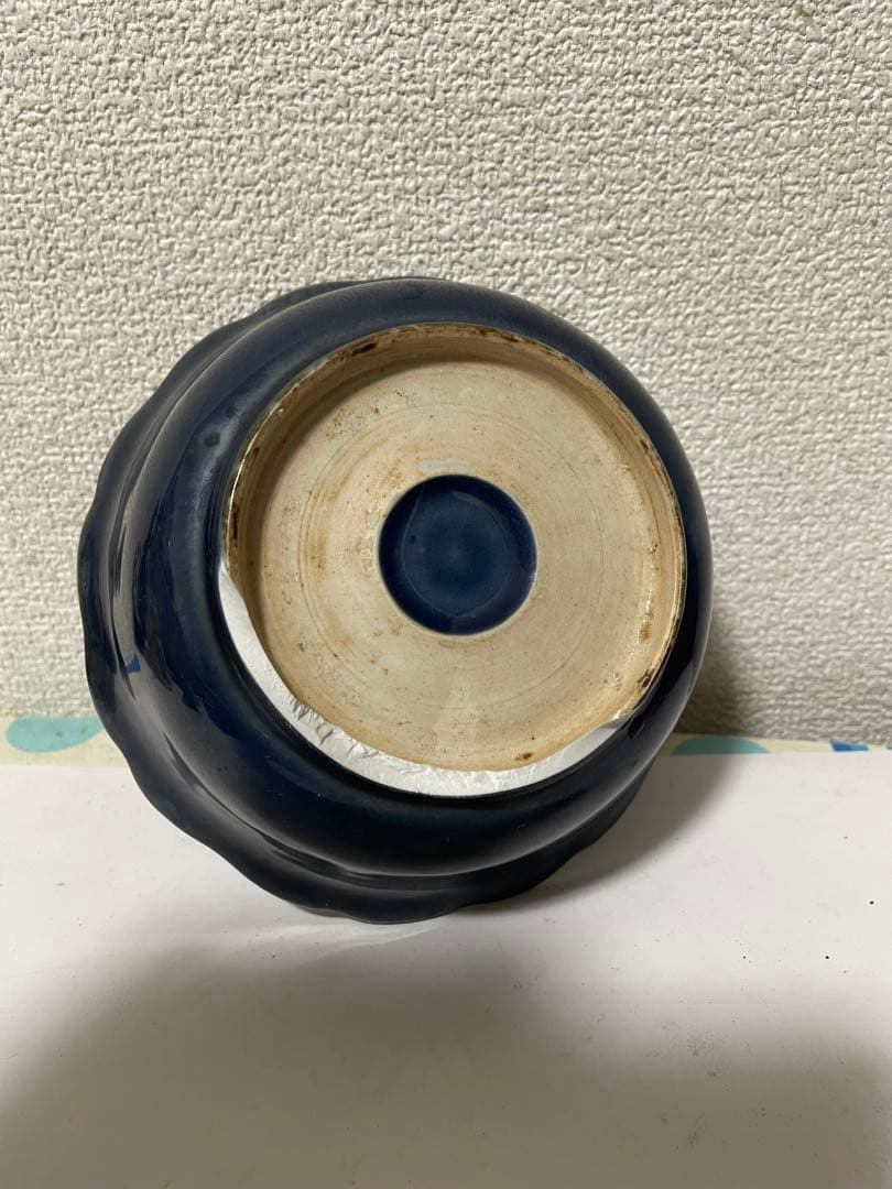 中国古美術　清時代霁蓝釉茶碗