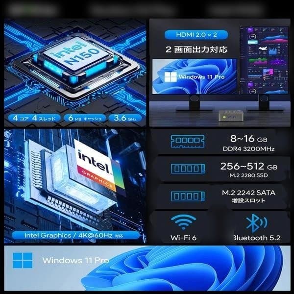 GMKtec ミニPC G3 PLUS B 新品 未開封 256GB 8G