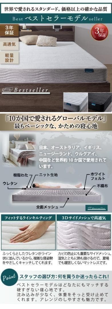 新品 送料込 セミダブルベッド 収納 棚 2口コンセント マットレス付 ab