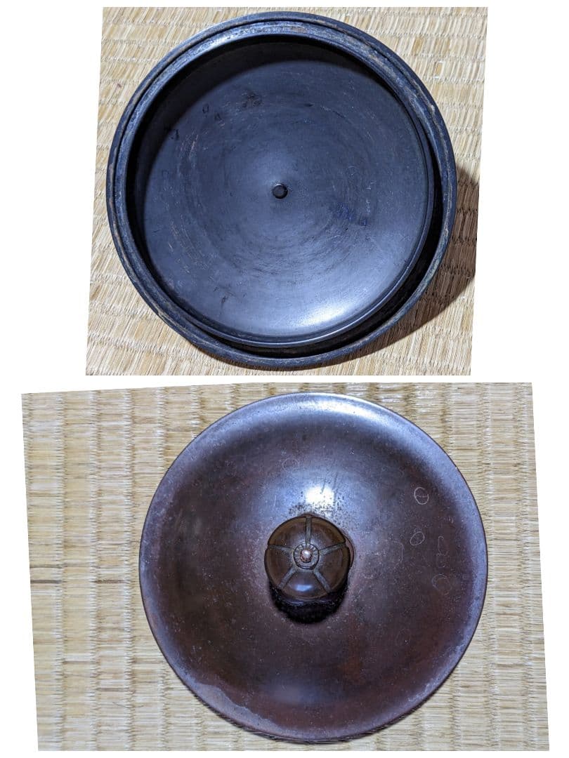 ♦茶釜 浪速の釜師 橋本辰敏作 鷺地紋 阿弥陀釜 共箱 茶道具 金属工芸 骨董品