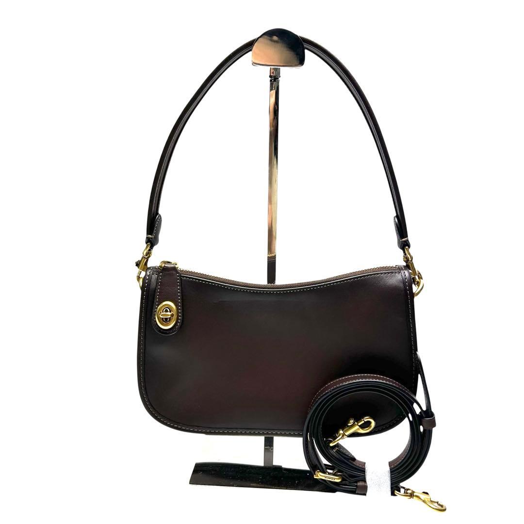 コーチ COACH スィンガー 20 ハンドバッグ ターンロック 2way 茶色