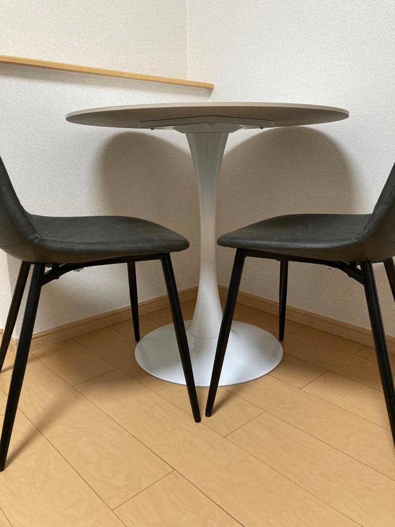 「引取限定」「美品」円形ダイニングテーブル80cm ダイニングチェア 3点セット