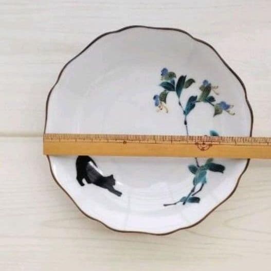新品　九谷焼　13cm皿　猫　A