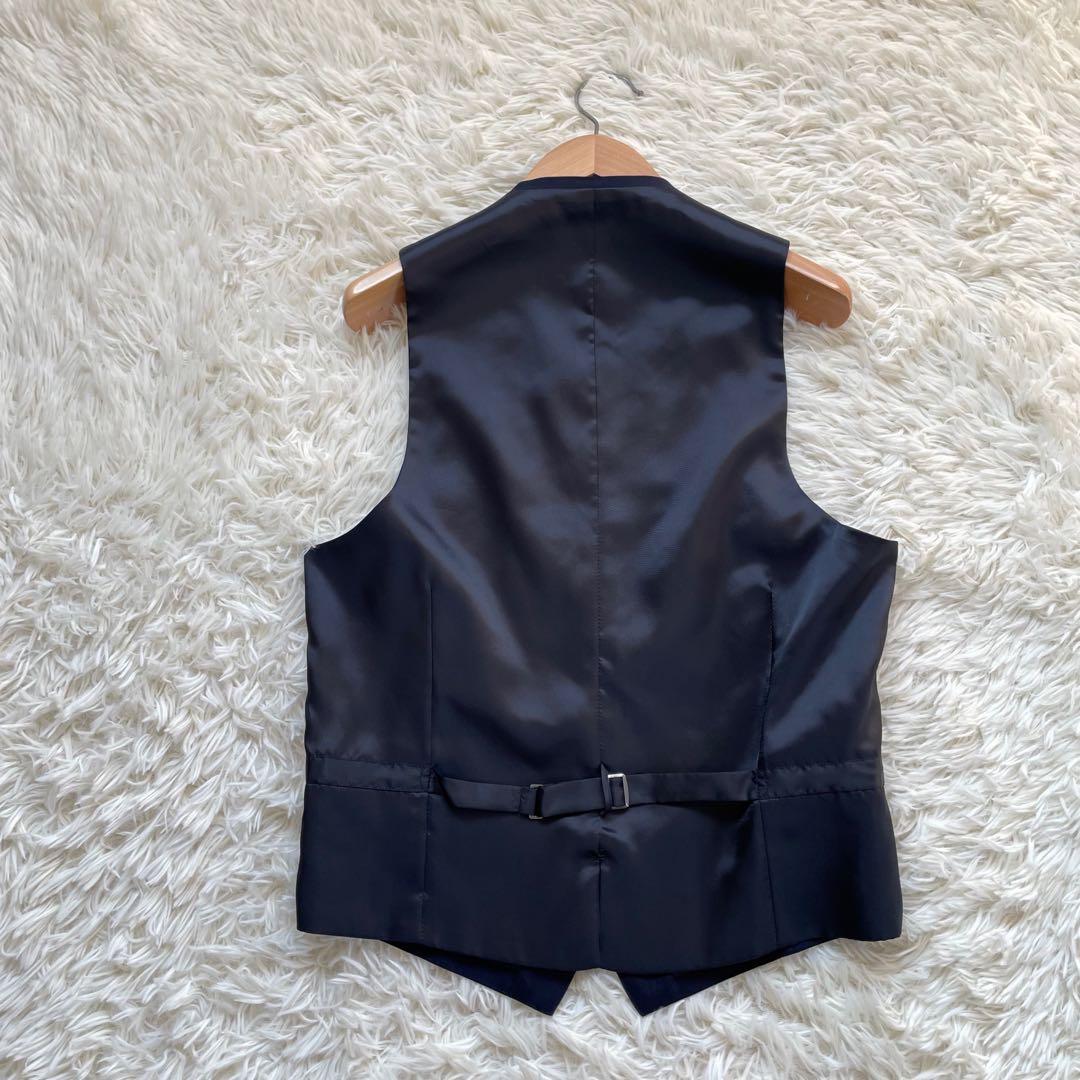 SUIT SELECTスリーピースネイビーシングル2釦スーツセットアップ